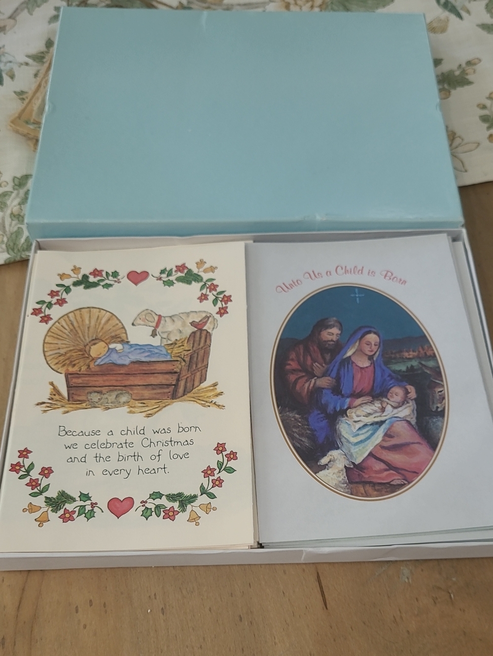 Blue Boxed Christmas Nativity Christmas Greeting Card Set